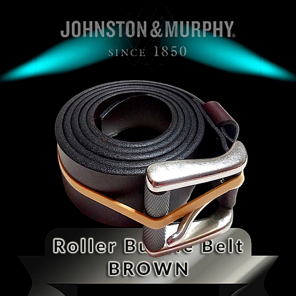 Johnston & Murphy Roller Buckle Belt | 42 inch Brown Leather | Style 75-7503 - Picture 9 of 13